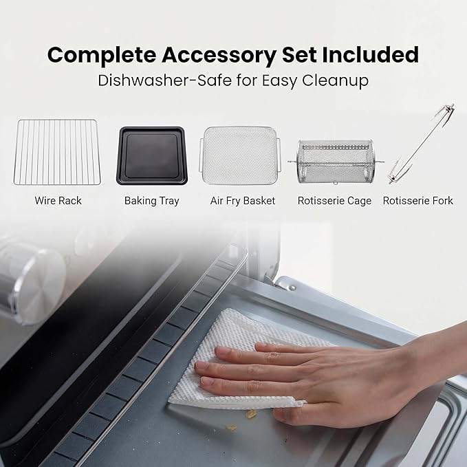 SIMOE Air Fryer Oven 26QT, 14-in-1 Toaster Oven Air Fryer Combo with 1700W Convection, Stainless Steel Countertop Oven with Rotisserie, Dehydrate & Pizza
