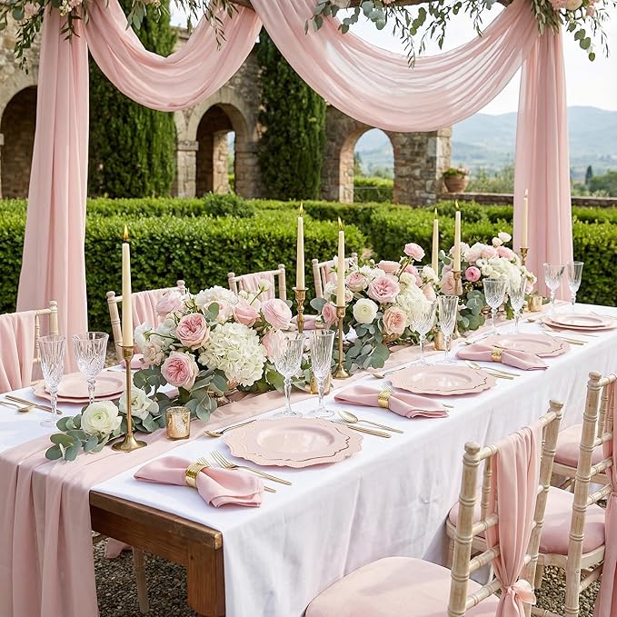 COLOSUS Disposable Pink Party Plastic Plates Set, 60 Pack (30 Guest) Dinner & Salad/Dessert Plate for Spring Wedding Birthday Party Dinner,Easter Day party plates