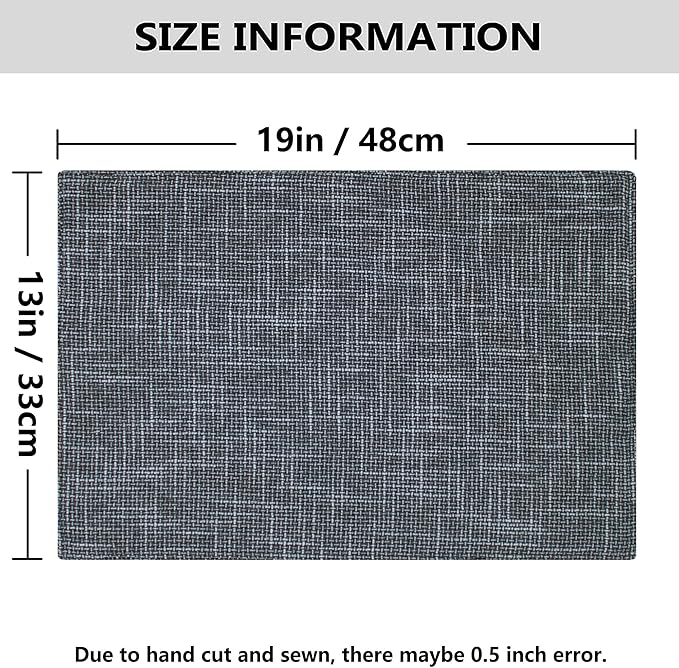 Kevin Textile Burlap Linen Placemats Set of 6 Heat Resistant Dining Table Place Mats Washable Kitchen Table Mats for Dinning Party Holiday Indoor Outdoor, 13 x19 inches, Dark Grey