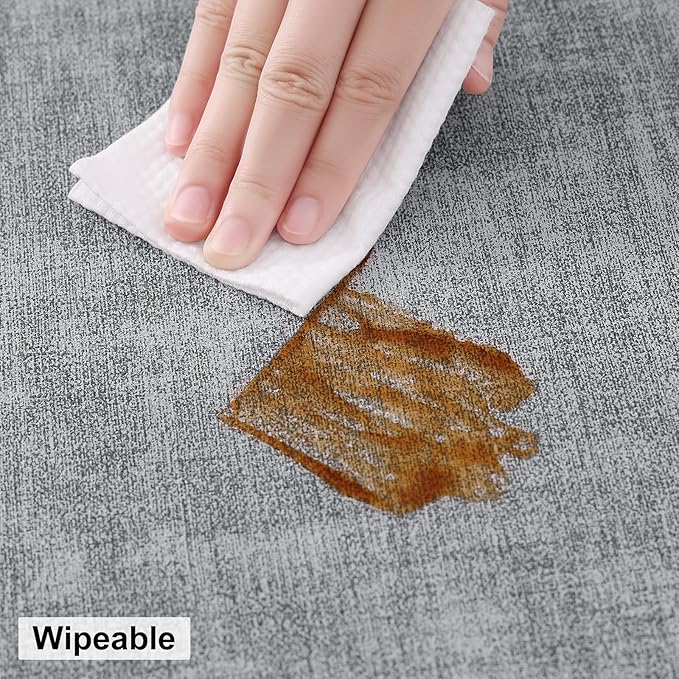 homing Round Faux Leather Placemat and Coaster 8 Packs, Washable Heat Resistant Dining Place Mats, Wipeable Double-Sided Table Mats for Indoor and Outdoor, Diameter 13 and 3.93 inch, Light Grey