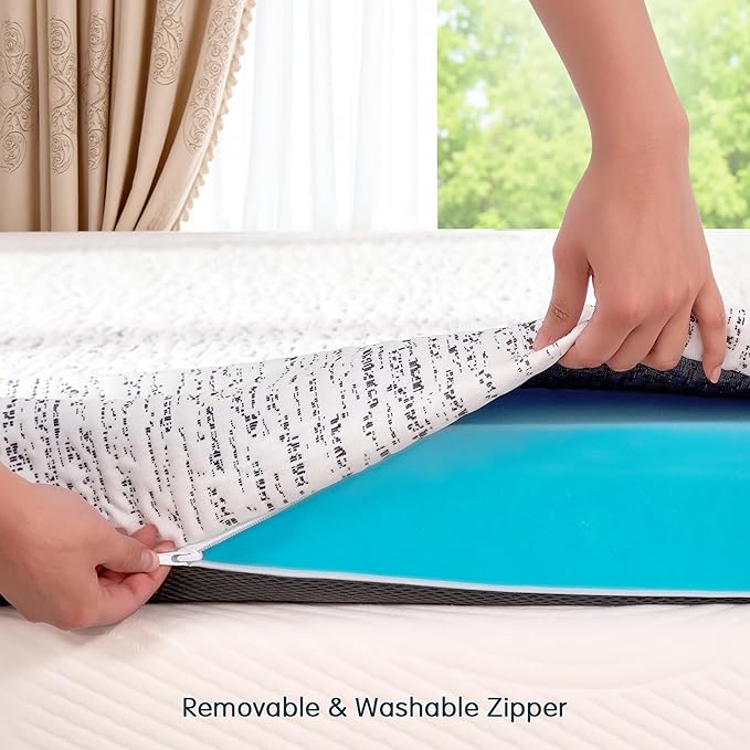 SyMax Twin Mattress Topper, Gel Infused Memory Foam Mattress Topper, 3 Inch Bed Topper with Cover, Soft Cooling and Pressure Relieving, CertiPUR-US Certified, Twin