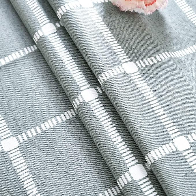 Farmhouse Vinyl Tablecloth for Rectangle Tables, PVC Waterproof Plastic Table Cloth Cover Oblong, Wipeable Oilcloth Tablecloths for Outside Patio Table, BBQ, Classroom Grey Checkered, 54x78 Inch