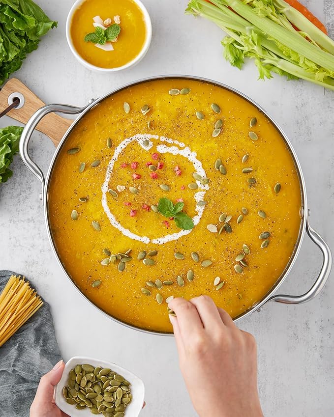 BEZIA 8 Quart Cooking Pot, Large Non Stick Induction Stock Pots with Lid, All Stove Compatible, 8 QT Aluminum Soup/Stew Pot For Families of 3??, Grey