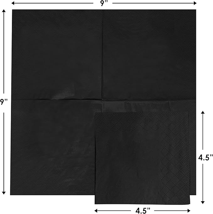500 Pack Cocktail Napkins Paper - Quality 3-Ply Black Beverage Napkins - Restaurant, Event, Bar Napkins - Perfect Size Dessert Napkins - Party Napkins Bulk - Elegant Wedding Napkins Disposable