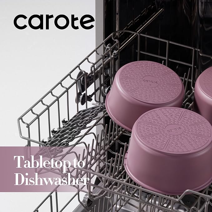CAROTE 6pcs Nonstick Sauce Pan Sets with Lid 3 Sizes竊?.5QT, 2QT & 3QT竊? Non Stick Cooking Pot with Detachable Handle, Kitchen Sauce Pots Induction Pot, PFOA FREE, Dishwasher Safe, Purple