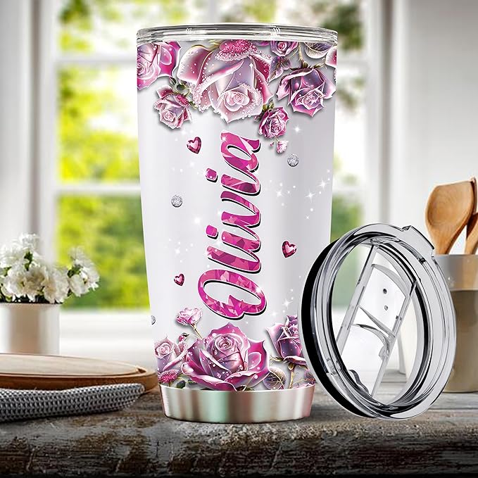WONWIX Personalized Insulated Stainless Steel Ladybug Gifts for Women, 20oz Travel Mug Tumbler Water Bottle, Cup for Girls, Wife, Daughter, Perfect for Christmas, Birthday, Mother's Day, Valentine