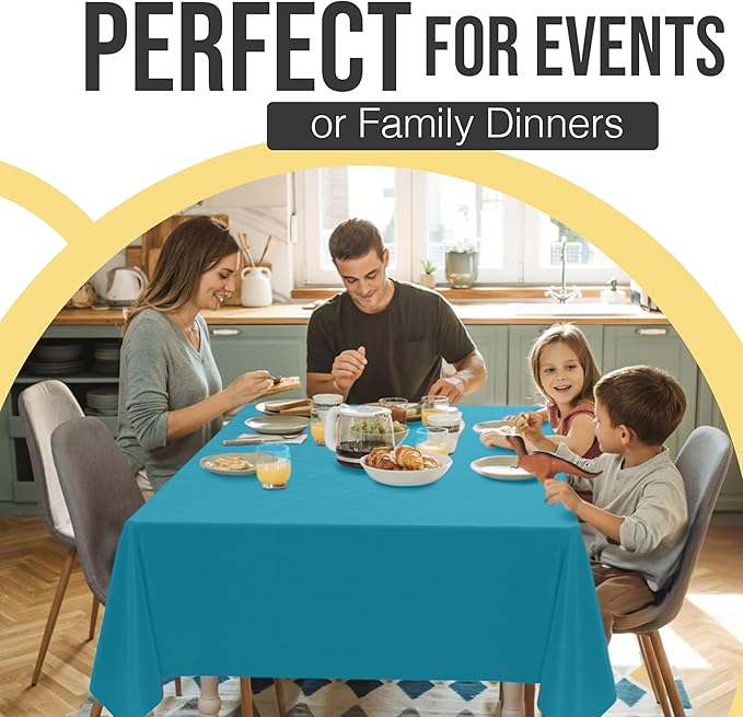 Exquisite 66% Thicker Premium Plastic Table Cloth Rectangle Table Cover 0.5 Mil 24 Pack Turquoise Table Cloth 54 Inch x 108 Inch Disposable Tablecloth Won't Tear Easily Like Cheap Thin Brands