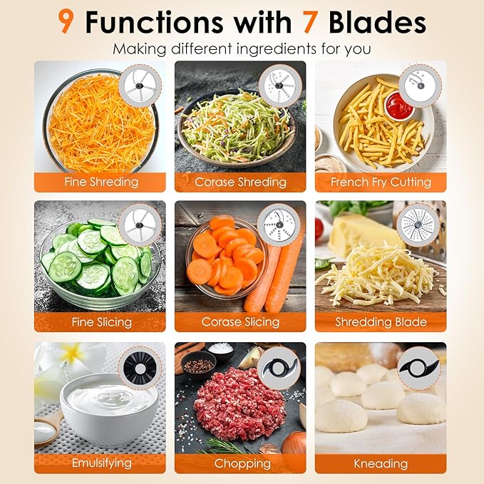Davivy 16-Cup Food Processor and Blender, 6-Cup (50oz) Glass Blender Food Processors Combo ??10-in-1 Full-Size Food Processor with 600W Motor, 2 Speeds + Pulse for Home Use, Black