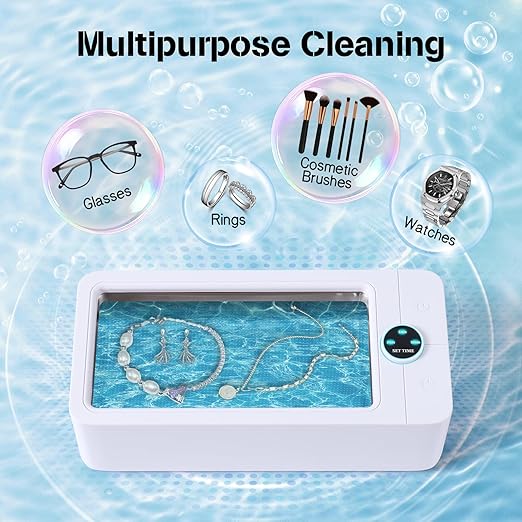 Cudinham 50KHz Jewelry Cleaner, 550ml/19oz Ultrasonic Jewelry Cleaner with Digital Timer, Professional Ultrasonic Cleaner - Jewelry Cleaner Ultrasonic Machine for All Jewelry, Silver and Eyeglass
