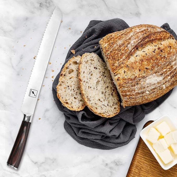 imarku Bread Knife, German High Carbon Stainless Steel Professional Grade Bread Slicing Knife, 10-Inch Serrated Edge Cake Knife, Bread Cutter for Homemade Crusty Bread, Christmas Gifts for Women Men