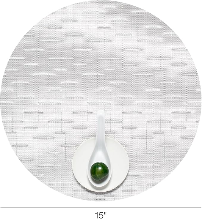 Chilewich Bamboo Placemats Set of 4 - Round Woven Placemats - Reusable, Stain-Resistant, Indoor/Outdoor Tabletop Protection - 15" - Moonlight