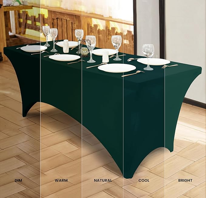 Utopia Kitchen Spandex Tablecloth 2 Pack [4FT, Hunter Green] Tight, Fitted, Washable and Wrinkle Resistant Stretch Table Cloth Rectangle Cover for Trade Show, Weddings & Parties [48Lx30Wx30H Inch]