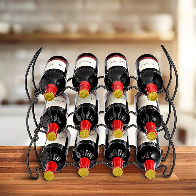 Sorbus 6-Tier Stackable Wine Rack - Classic Style Wine Racks for Bottles - Perfect for Bar, Wine Cellar, Basement, Cabinet, Pantry, etc - Hold 24 Bottles, Metal (Black)