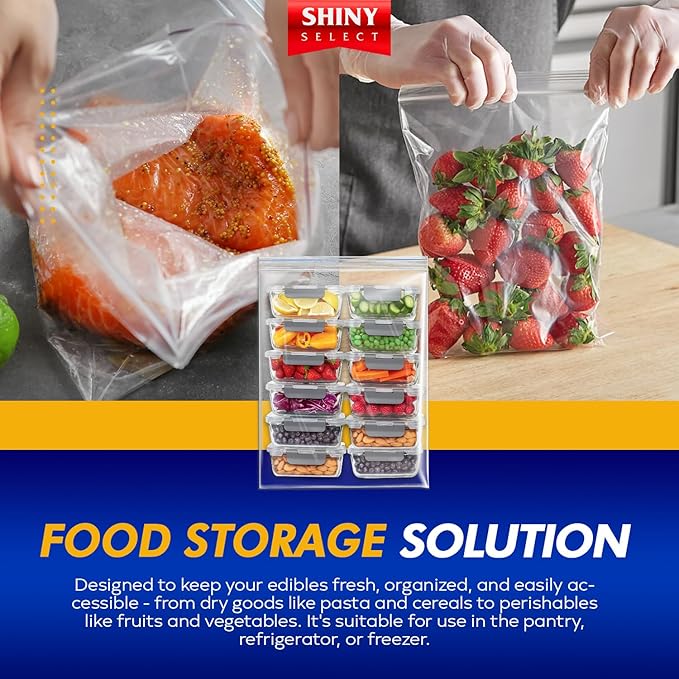 X-Large Bags, Jumbo Big Zip & Lock Freezer & Storage Bags, 5 Gallon, 18"x24" Clear, 50 Pieces