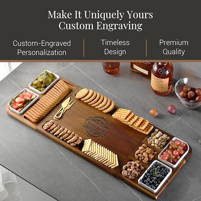 Shanik Premium Charcuterie Board - Extra Large Magnetic Double-Sided Cheese/Meat Serving Tray & Cutting Board - Gift for Weddings, Bridal Showers, Housewarming - Kitchen Essential, Quality 31 쩍 inches