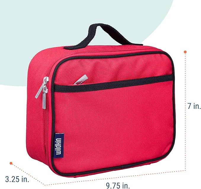 Wildkin Kids Insulated Lunch Box ??Durable and Reusable for School & Travel - Cardinal Red