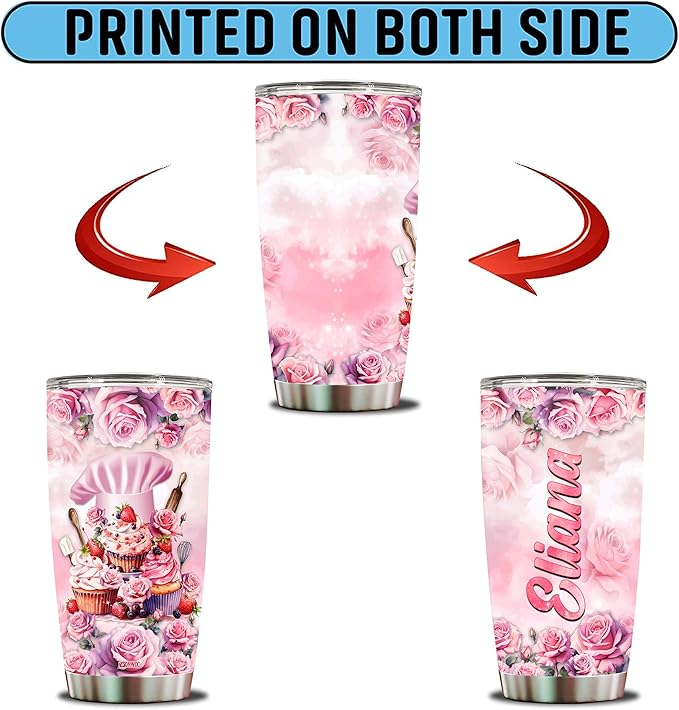 WONWIX Personalized Baking Gifts for Mom, Women, Wife, Daughter, Christmas, Birthday, Mother's Day, Valentine Gift for Baker, Coffee Cup Travel Mug Tumbler Insulated 20oz Stainless Steel