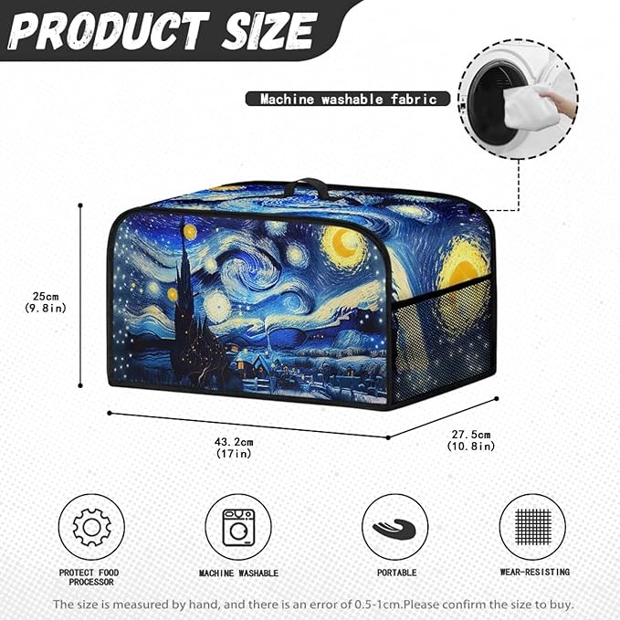 Cover for Slow Cooker 7 Quart Slow Cooker, Van Gogh Oil Painting Printed Insulated Slow Cooker Cover Appliance Dust Cover with Pocket Halloween Kitchen Décor