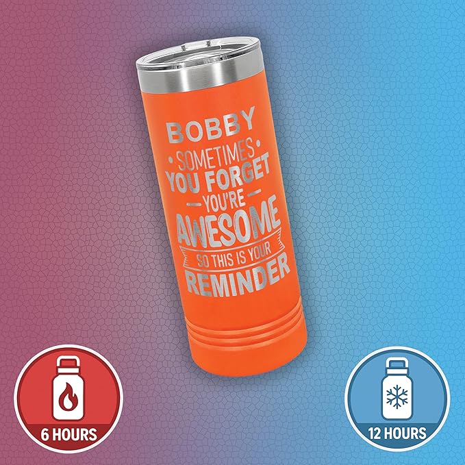 Personalized Inspirational Tumbler, Inspirational Gifts for Men Dad Father Wife Sister Women, Custom Birthday For Him Her, Customized You?셱e Awesome Tumbler, Teacher Coworker Gifts 22oz Orange