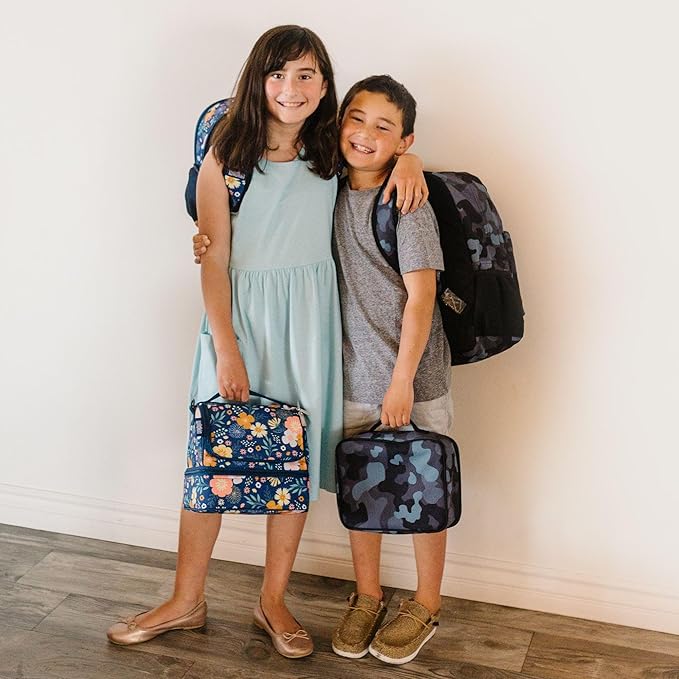 Wildkin Kids Insulated Lunch Box ??Durable and Reusable for School & Travel - Black Camo