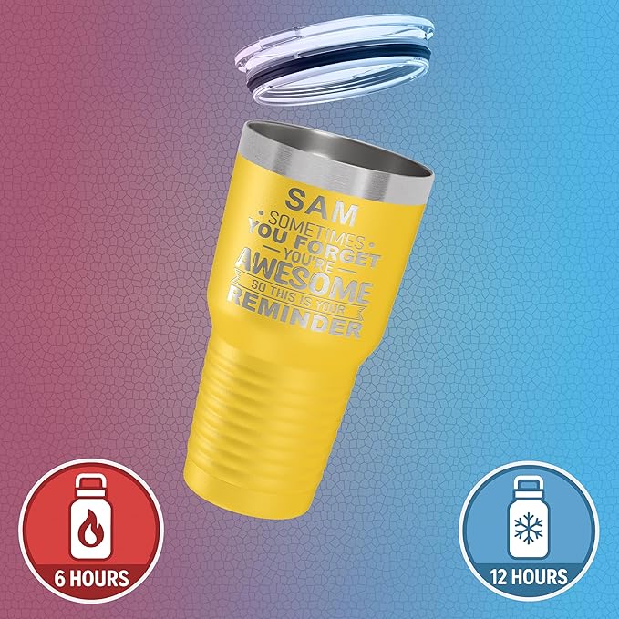 Personalized Inspirational Tumbler, Inspirational Gifts for Men Dad Father Wife Sister Women, Cusom Birthday For Him Her, Customized You?셱e Awesome Tumbler, Teacher Coworker Gifts 30oz Yellow