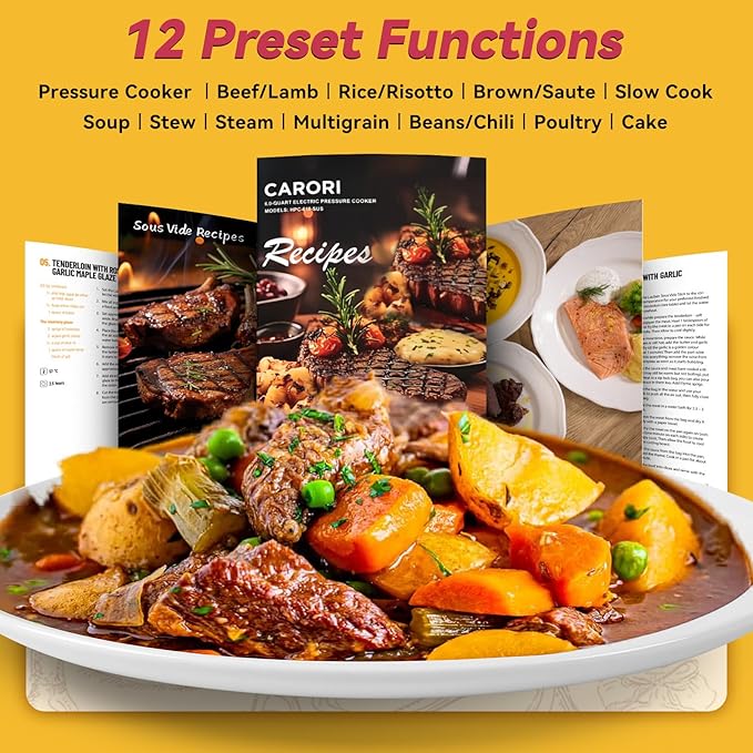 Electric Pressure Cooker 6 Quart Silver, Non-stick Pot, 9-in-1 Instant Pot, 12 Preset Functions with Touchscreen, Safe Steam Release, Stew, Slow Cook, Rice, Saut챕, Warmer