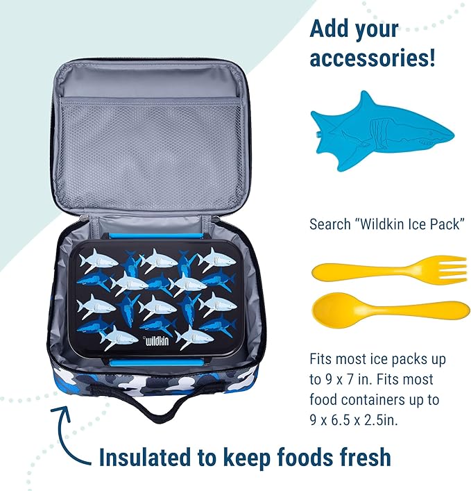 Wildkin Kids Insulated Lunch Box ??Durable and Reusable for School & Travel - Blue Camo