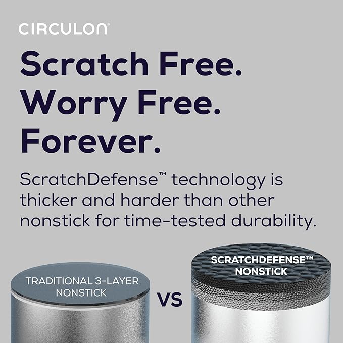 Circulon A1 Series with ScratchDefense Technology Nonstick Induction Saut챕 Pan with Helper Handle and Lid, 5 Quart, Graphite