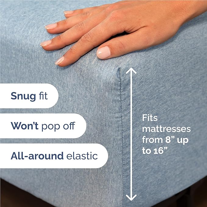 Twin XL 4 Piece Sheet Set - Cooling and Breathable Bed Sheets - Hotel Luxury Bed Sheets for Women, Men, Kids & Teens - Deep Pockets - Easy Fit - Soft and Wrinkle Free - Twin XL Heathered Blue Sheets