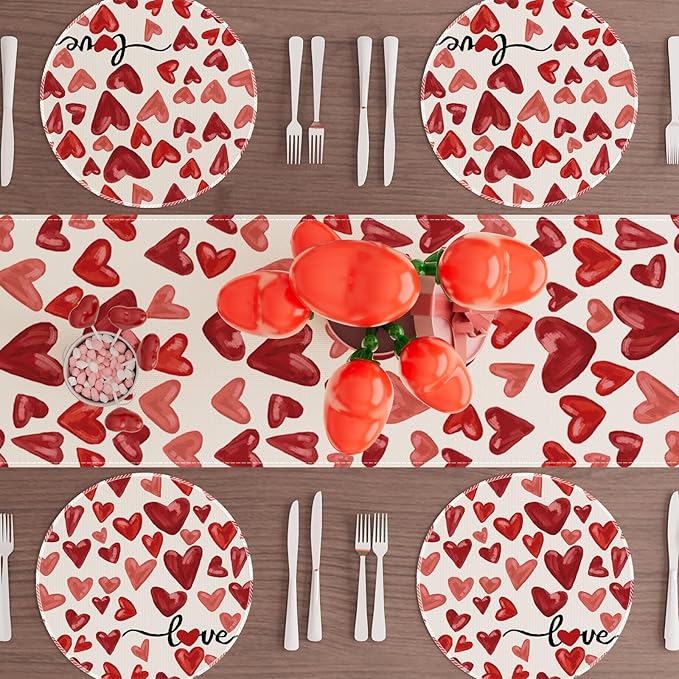 XCHI Watercolor Red Love Hearts Valentine?셲 Day Round Placemats Set of 4 Table Mats for Party Home Kitchen Dining Table Decorations 14x14 Inch