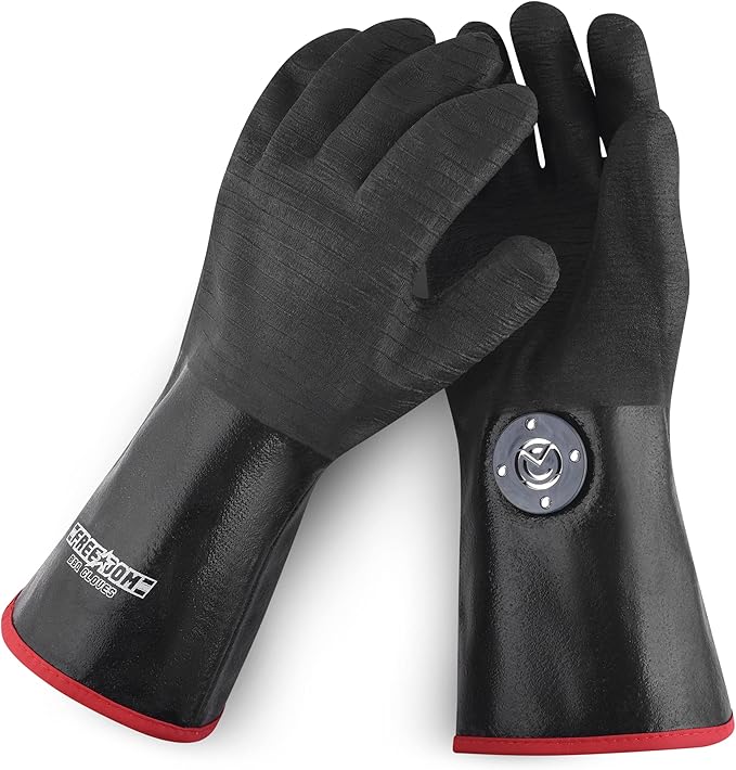 MagneCHEF Freedom BBQ Gloves ??932째F Extreme Heat Resistant Neoprene Grilling Gloves ??Patented Magnetic EZ On/Off Safety Clips ??Waterproof, 14??Long Cuff for Grills, Smokers, Fryers & Ovens