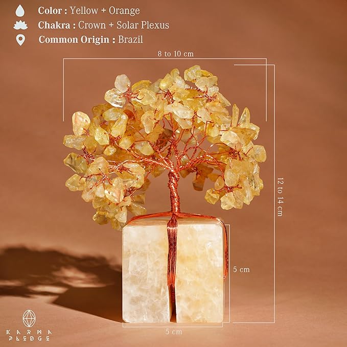 Crystal Tree for Birthday Gifts for Women, Handmade Raw Crystal Base Citrine Chakra Healing Crystal Tree of Life for Positive Energy, Money, Good Luck, Christmas D챕cor, Home and Office Decor