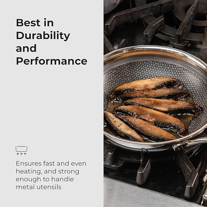 Black Cube Quick Release 12.5-Inch Nonstick Fry Pan - Stainless Steel Induction Frying Pan - Hybrid Cookware - Induction Cookware