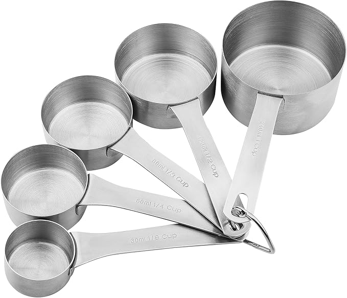 Smithcraft Measuring Cups Set 5, 18/8 (304) Stainless Steel Measuring Cups Set for Baking & Kitchen, Dry & Liquid Metric & US Measure Cup with 1/8 Cup & 1/3 Cups