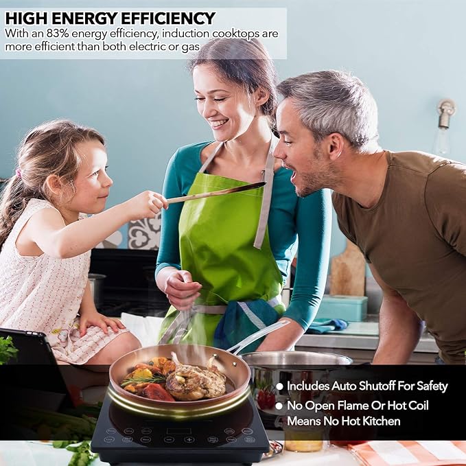 Nuwave Pro Chef Induction Cooktop, NSF-Certified, Commercial-Grade, Portable, Powerful 1800W, Large 8??Heating Coil, 94 Temp Settings 100째F - 575째F in 5째F, Shatter-Proof Ceramic Glass Surface