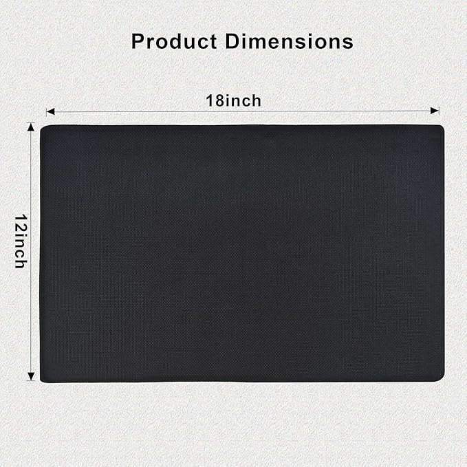 SLKQG Black Linen-Look Placemats Set of 6, Heat Resistant & Machine Washable Double-Layered Cloth Placemats for Dining Table, Indoor/Outdoor Use, Non-Slip Kitchen Table Mats (6, Black)