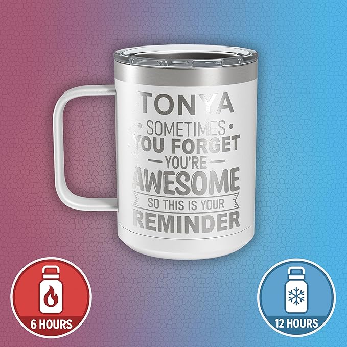 Personalized Inspirational Travel Coffee Mug, Inspirational Gifts for Men Dad Wife Sister Women, Custom Birthday For Him Her, Customized You?셱e Awesome Tumbler, Teacher Coworker Gifts15oz White