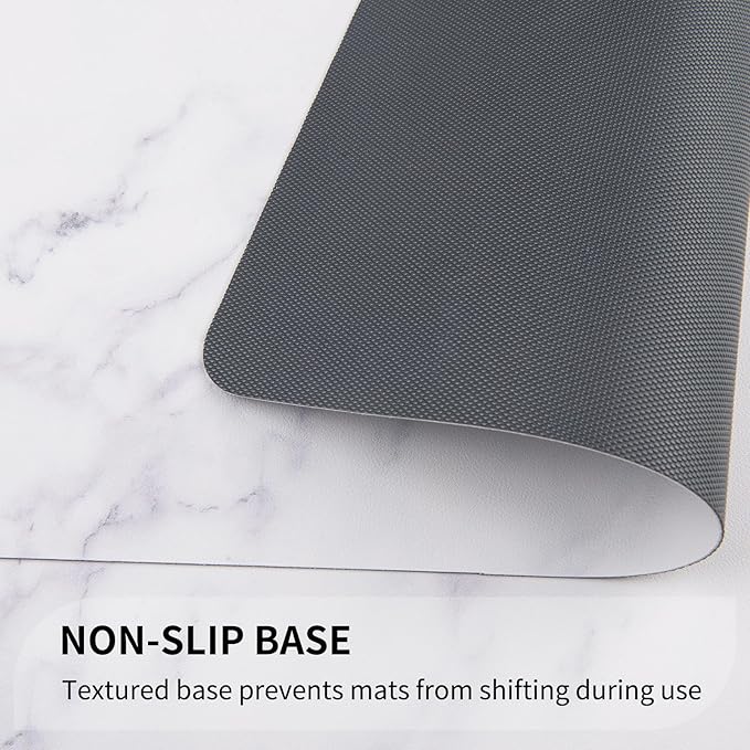 QIYI Placemats Set of 4, 12x18 Inch Faux Leather Place Mats for Kitchen Dinning, Heat Resistant Anti Slip Table Mats, Waterproof Wipeable Washable Placemat Party Table D챕cor, White Marble