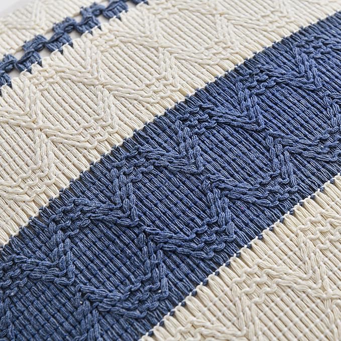 Fancy Homi Set of 2 Dusty Blue Vintage Long Lumbar Decorative Throw Pillow Covers 12x24 Inch for Couch Bed Sofa Chair Bedroom, Rustic Retro Square Cushion Case, Modern Farmhouse Boho Room Decor