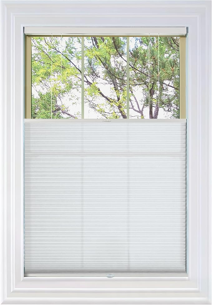 BlindsAvenue Cordless Top Down Bottom Up Cellular Honeycomb Shade, 9/16" Single Cell, Light Filtering, Cotton White, Size: 44" W x 48" H