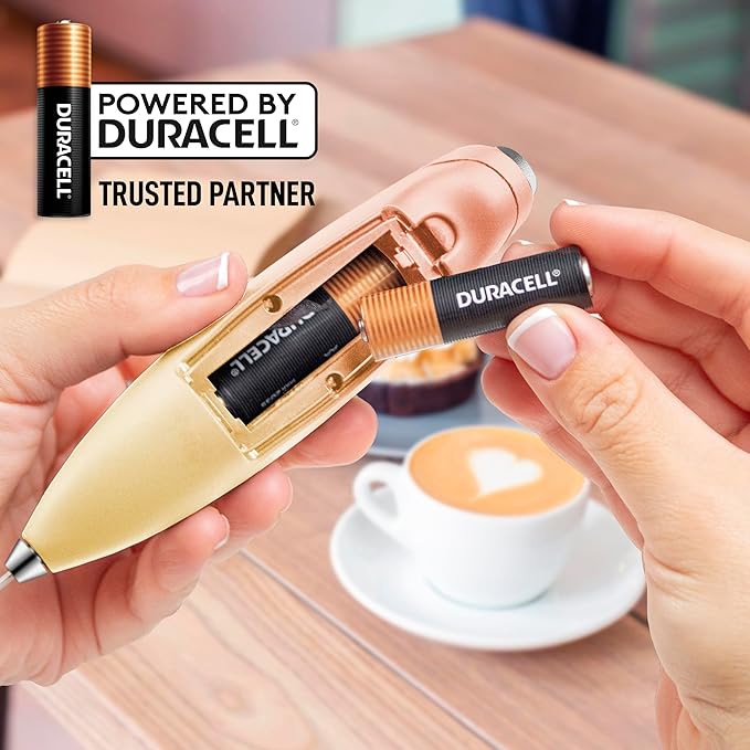 Zulay Kitchen Milk Frother Handheld Electric Whisk with AA Duracell Batteries ??Durable Drink Mixer for Coffee, Lattes, Cappuccinos & More - Mimosa