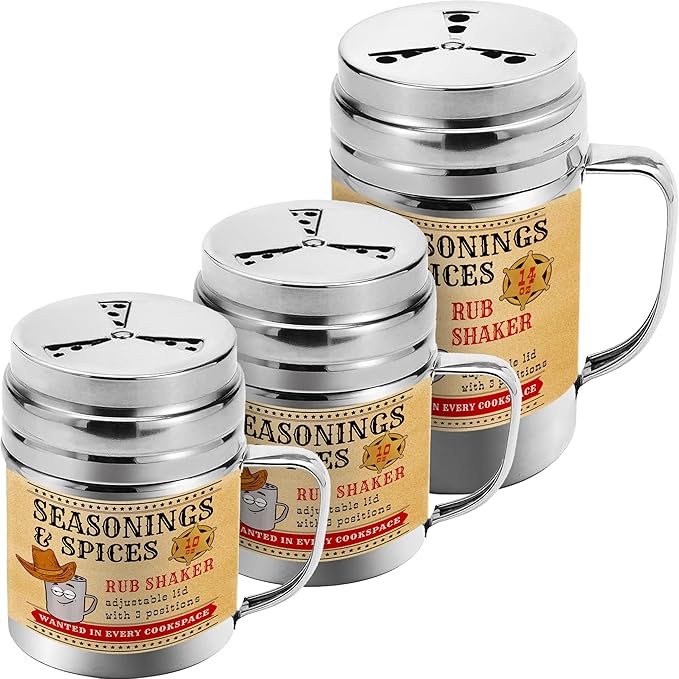 CUSINIUM [10oz, 10oz, 14oz Fan-Style Lid Dredge Shaker Set