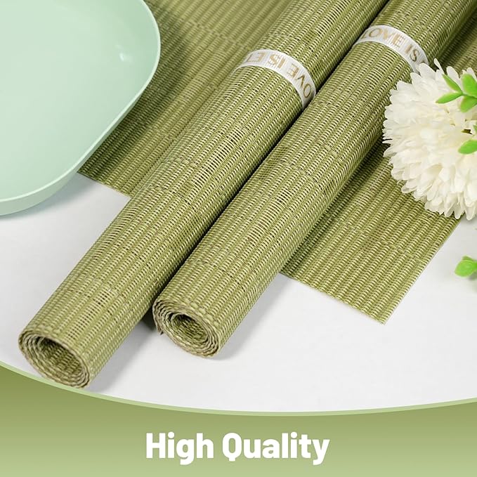 flohar Placemats Set of 8竊똂hristmas Non-Slip PVC Weave Table Mats Easy to Clean竊똇eat Resistant Place Mats for Kitchen Dining Table Decoration Indoor Outdoor竊똏ea Green