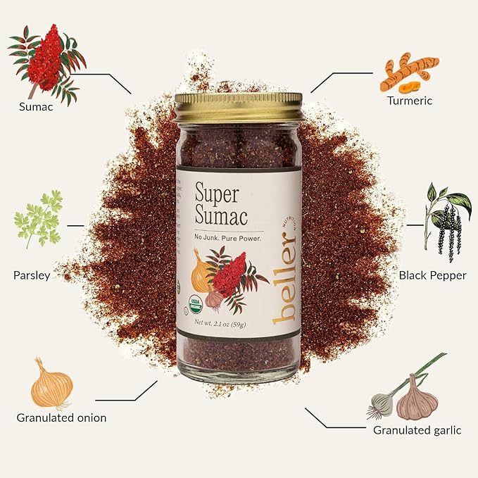 SpiceRack Cook Book Bundle: Nutrition Plan to Reduce Breast Cancer Risk & Manage Your Weight + 4 Organic Spice Blends - Rachel Beller Super Sumac, Morning Boost, Vegitude Power & Tex Mex
