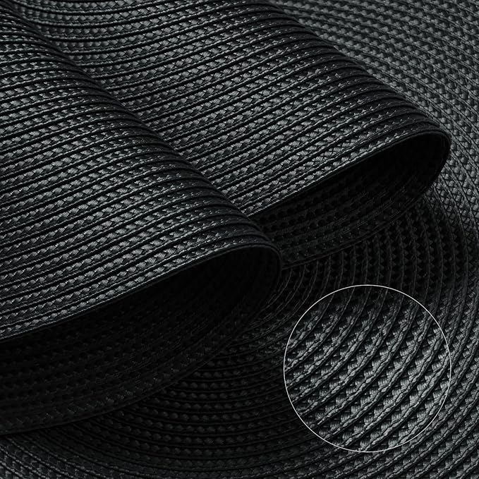 FunWheat Round Braided Placemats Set of 4 Place Mats for Dining Tables Woven Washable Non-Slip Table mats Small 13 inch(S Black, 4pcs)