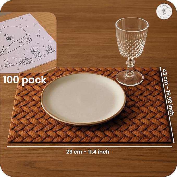 Disposable Paper Placemats for Dining Table ??Spring Design ??Table Mats ??Party & Easter Place Mats ??Recyclable Paper Placemats Disposable Bulk 100-Pack