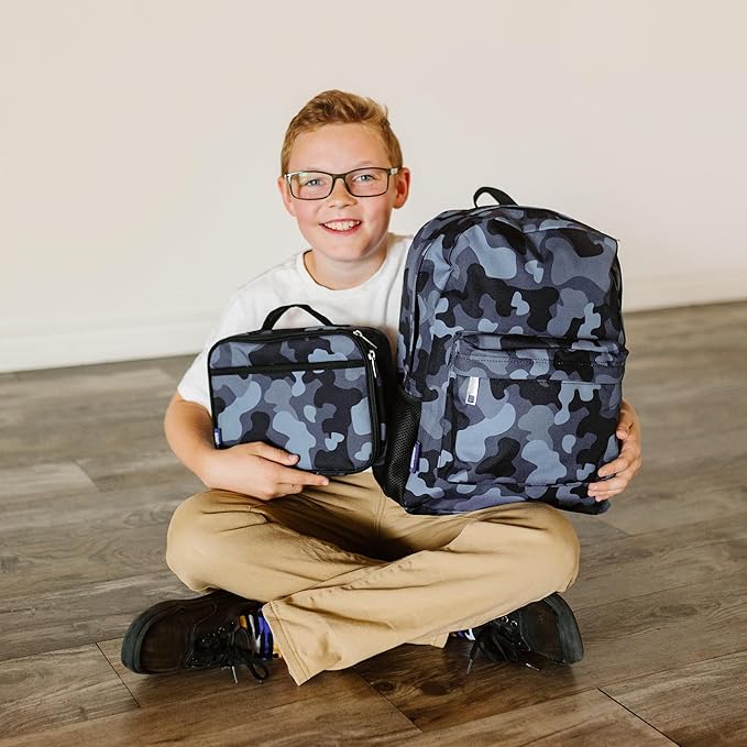 Wildkin Kids Insulated Lunch Box ??Durable and Reusable for School & Travel - Black Camo