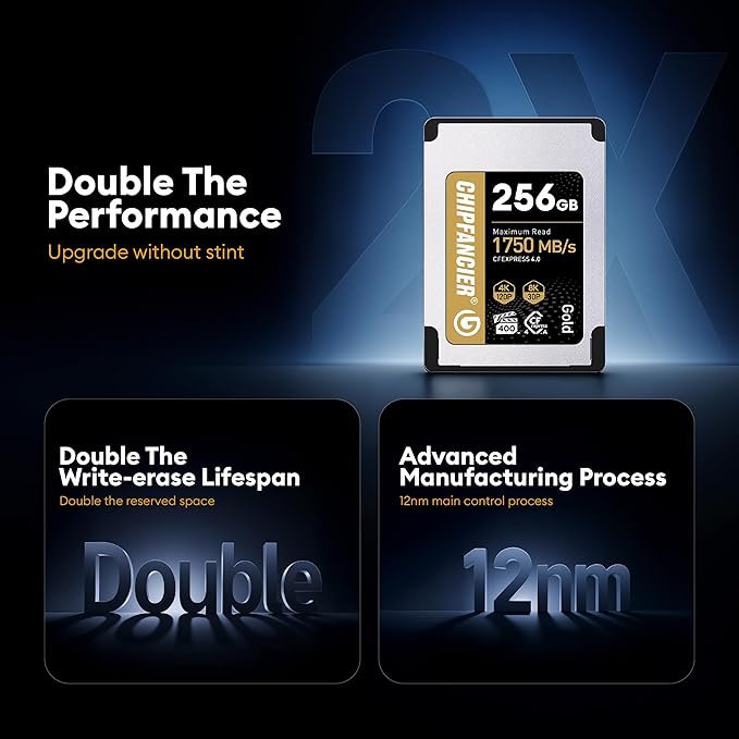 968GB CFexpress 4.0 Type A Card Up to 1750MB/s Read Speed & 1750MB/s Write Speed Type A Memory Card for RAW 4K/8K Video Recording Compatible with Sony Alpha Sony FX Cameras Gold