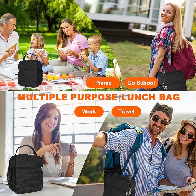 esouler Lunch Box for Men Women Adults Small Insulated lunch Tote Bag for Work Picnic Beach- Reusable Portable Lunch box