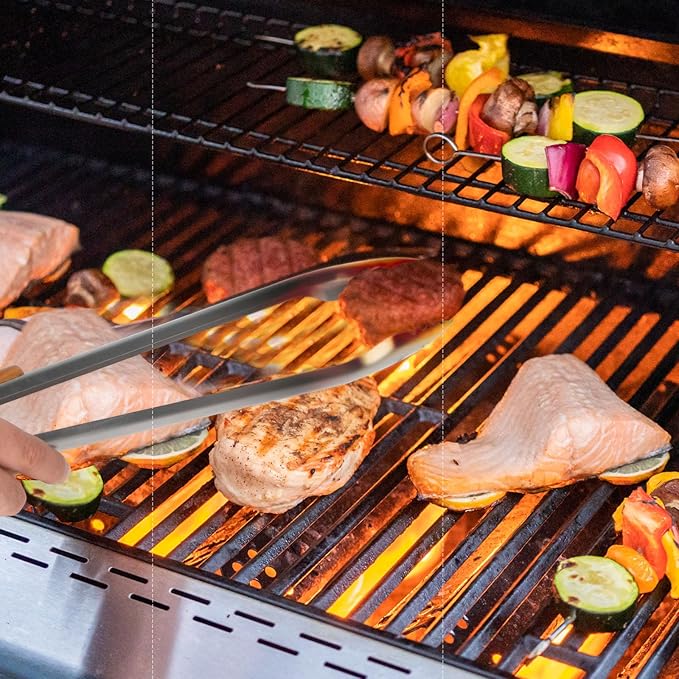 25-Inch Very Long Stainless Steel BBQ Tongs with Extended Luxurious Acacia Handle ??Durable and Easy-to-Clean Grilling Tool for Cooking, Kitchen Use, and Outdoor Barbecues
